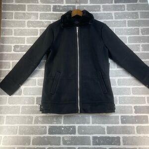 Bagatelle Black Zip Up Jacket With Fur Trim Size Medium New